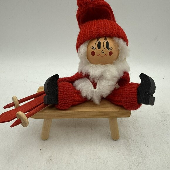 Ljungstroms Swedish Tomte Santa #8513 Christmas Elf Red Skiing Scandinavian - Picture 2 of 7